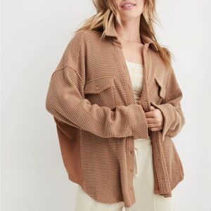 NWOT Aerie Brown Waffle Knit Hoodie Small